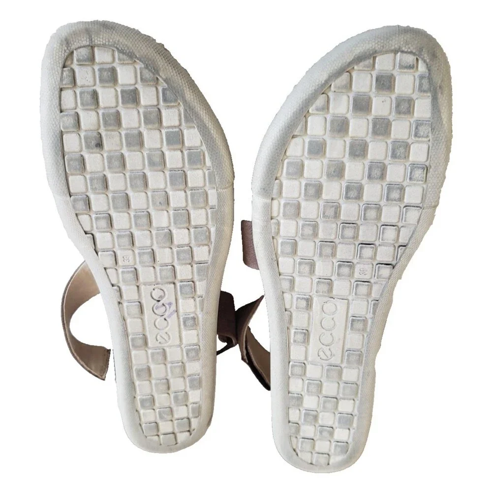 ECCO Sandals Womens Sz 8.5 Damara Casual Cross Strap Slip On Flats Brown Leather